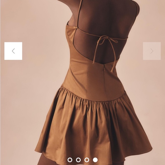 Anthropologie Maeve Drop Waist Mini Dress Brown Open Back Fit Flare Sz XS NEW - Picture 14 of 14